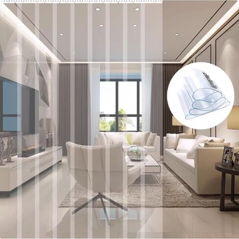 طقم ستائر باب بشريط PVC شفاف - غطاء مقاوم للخدش ومعزول حراريًا للمستودع والفريزر، 47.2 × 78.7 بوصة، سهل التركيب، مقسم باب متين من الفينيل in Kuwait