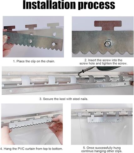 طقم ستائر باب بشريط PVC شفاف - غطاء مقاوم للخدش ومعزول حراريًا للمستودع والفريزر، 47.2 × 78.7 بوصة، سهل التركيب، مقسم باب متين من الفينيل in Kuwait