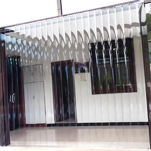 طقم ستائر باب بشريط PVC شفاف - غطاء مقاوم للخدش ومعزول حراريًا للمستودع والفريزر، 47.2 × 78.7 بوصة، سهل التركيب، مقسم باب متين من الفينيل in Kuwait