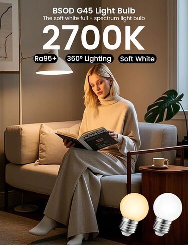 BSOD G45 LED Light Bulbs with E26 Base | 2700K Warm Soft White, Full Spectrum | 5W Eq 40W Appliance Bulbs for Refrigerator, Table Lamps, Home, Plants, Freezers & Chandelier (2 Warm White Bulbs) in Saudi Arabia