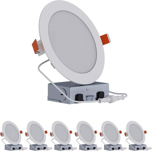 HALO HLB 6 في إضاءة LED مجوفة، موقع رطب غير قابل للتعتيم، لومن قابل للتحديد ولون قابل للاختيار 27/30/35/40/5000K، 6 عبوات من مصابيح السقف الداخلية والخارجية HLB6LSFS5-6PK in Kuwait