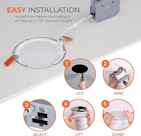 HALO HLB 6 في إضاءة LED مجوفة، موقع رطب غير قابل للتعتيم، لومن قابل للتحديد ولون قابل للاختيار 27/30/35/40/5000K، 6 عبوات من مصابيح السقف الداخلية والخارجية HLB6LSFS5-6PK in Kuwait