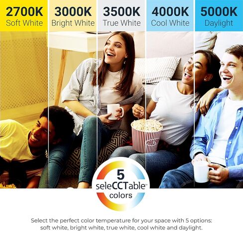 HALO HLB 6 في إضاءة LED مجوفة، موقع رطب غير قابل للتعتيم، لومن قابل للتحديد ولون قابل للاختيار 27/30/35/40/5000K، 6 عبوات من مصابيح السقف الداخلية والخارجية HLB6LSFS5-6PK in Kuwait