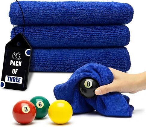Billiard Ball Cleaning Towel Pack of 3 - Cue Cleaner Microfiber Towel, Pool Ball Cleaner, Table Felt, Shaft Accessories Cleaner - Lint-Free Maintenance, Polishing, Dirt and Dust Removal, 11.25"x11.25" in Saudi Arabia