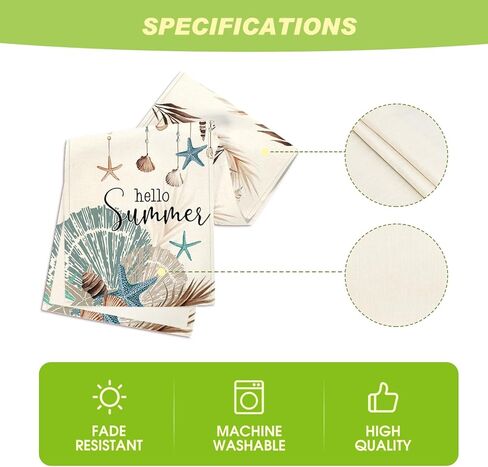 Artoid Mode Conch Starfish Hello Summer Table Runner, Sea Shell Seasonal Kitchen Dining Table Decoration for Home Party Decor 13x72 Inch in Saudi Arabia