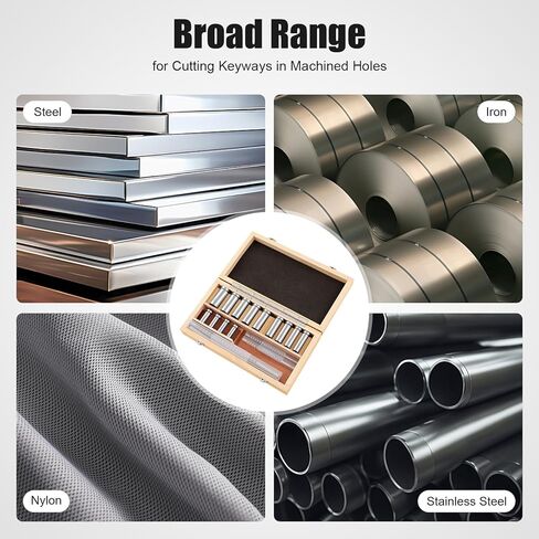 مجموعة أدوات Keyway Broach، 22 قطعة من أدوات Keyway Broach في صندوق مجهز، مجموعات أدوات قطع الأعمال المعدنية مع 4 دبابيس، 5 حشوات و13 جلبة، مواد فولاذية محمولة عالية الدقة أدوات صناعية لتشغيل المعادن in Kuwait