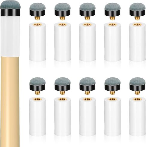 10Sets Pool Cue Tips Replacement Kit, No Glue Pool Cue Tips with White Ferrules, Screw On Cues Tip Repair Kit, (12mm and 13mm, 5 Each Size) in Saudi Arabia