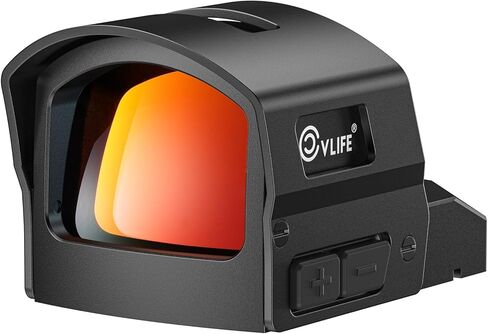 CVLIFE BearMight Auto-Brightness Red Dot Sight with Hood for RMR, 5000G Shockproof, 2 MOA Dot & 32 MOA Circle Open Reflex Optics, Motion Awake Scope for Full-Sized Pistols, Adapter for MOS & Picatinny in Saudi Arabia