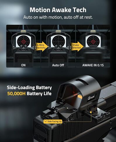 CVLIFE BearMight Auto-Brightness Red Dot Sight with Hood for RMR, 5000G Shockproof, 2 MOA Dot & 32 MOA Circle Open Reflex Optics, Motion Awake Scope for Full-Sized Pistols, Adapter for MOS & Picatinny in Saudi Arabia