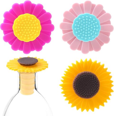 3 Pcs Wine Bottle Stopper Sunflower Cute Wines Bottle Stoppers Silicone Wine Stopper Wines Seal Stoppers Can Be Reused to Keep Fresh (Yellow Pink Purple) in Saudi Arabia