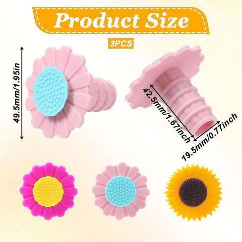 3 Pcs Wine Bottle Stopper Sunflower Cute Wines Bottle Stoppers Silicone Wine Stopper Wines Seal Stoppers Can Be Reused to Keep Fresh (Yellow Pink Purple) in Saudi Arabia