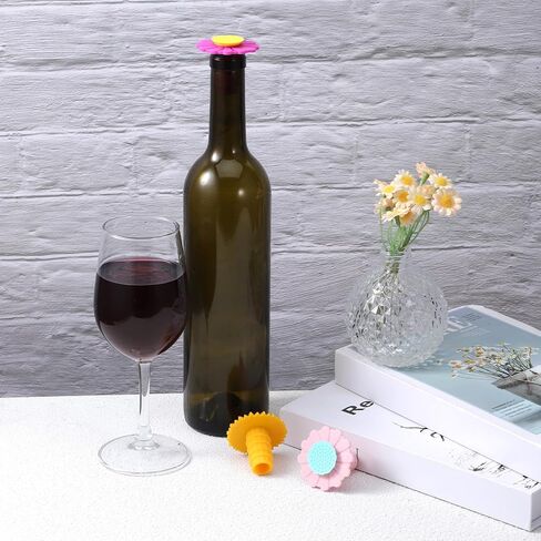 3 Pcs Wine Bottle Stopper Sunflower Cute Wines Bottle Stoppers Silicone Wine Stopper Wines Seal Stoppers Can Be Reused to Keep Fresh (Yellow Pink Purple) in Saudi Arabia