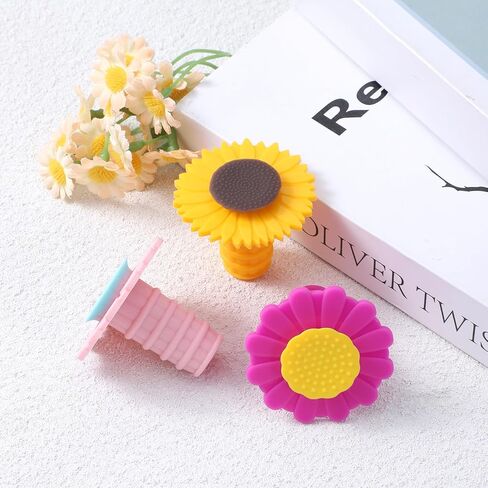 3 Pcs Wine Bottle Stopper Sunflower Cute Wines Bottle Stoppers Silicone Wine Stopper Wines Seal Stoppers Can Be Reused to Keep Fresh (Yellow Pink Purple) in Saudi Arabia