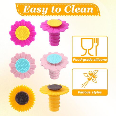 3 Pcs Wine Bottle Stopper Sunflower Cute Wines Bottle Stoppers Silicone Wine Stopper Wines Seal Stoppers Can Be Reused to Keep Fresh (Yellow Pink Purple) in Saudi Arabia