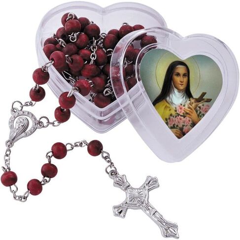 St. Therese Rose Scented Rosary with Heart Case, 18 1/2 Inch in Kuwait