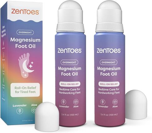 ZenToes Magnesium Oil for Feet | Targeted Tension Relief Roller Ball for Restless Legs & Feet | Magnesium Spray Alternative for Restful Sleep | Lavender & Mint Scent | 3.4oz in Saudi Arabia