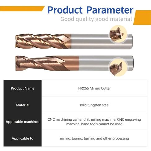 HRC55 Carbide End Mill 2/4 Flutes Milling Cutter Alloy Coating Tungsten Steel Cutting Tool CNC Maching Endmill 1-20mm 1Pcs(D18x18Dx70x150L) in Saudi Arabia