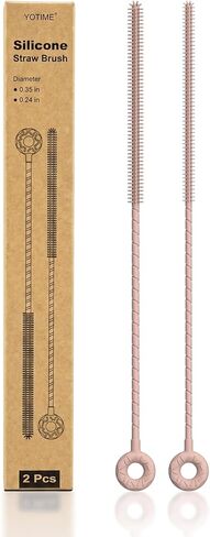 YOTIME Silicone Straw Cleaner Brush, 2 Pcs Reusable Straw Brush(6mm+9mm) for Cleaning Narrow & Wide Straws, Tumblers, Pink in Kuwait