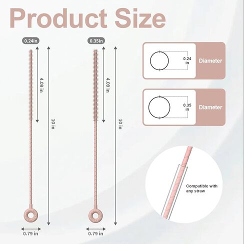 YOTIME Silicone Straw Cleaner Brush, 2 Pcs Reusable Straw Brush(6mm+9mm) for Cleaning Narrow & Wide Straws, Tumblers, Pink in Saudi Arabia