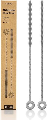 YOTIME Silicone Straw Cleaner Brush, 2 Pcs Reusable Straw Brush(6mm+9mm) for Cleaning Narrow & Wide Straws, Tumblers, Pink in Saudi Arabia