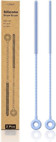 YOTIME Silicone Straw Cleaner Brush, 2 Pcs Reusable Straw Brush(6mm+9mm) for Cleaning Narrow & Wide Straws, Tumblers, Pink in Saudi Arabia