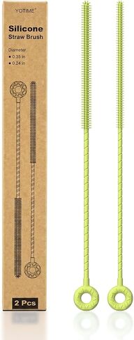 YOTIME Silicone Straw Cleaner Brush, 2 Pcs Reusable Straw Brush(6mm+9mm) for Cleaning Narrow & Wide Straws, Tumblers, Pink in Saudi Arabia