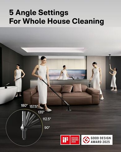 HOTO Flexi™ Cordless Electric Spin Scrubber, Adjustable Angle, Extendable Handle, Smart Display, IPX7 Waterproof, Powerful Cleaning Scrubber with 8 Replaceable Brush Heads, for Bathtub, Bathroom, Tile in Saudi Arabia