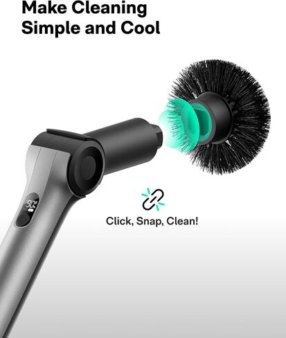 HOTO Flexi™ Cordless Electric Spin Scrubber, Adjustable Angle, Extendable Handle, Smart Display, IPX7 Waterproof, Powerful Cleaning Scrubber with 8 Replaceable Brush Heads, for Bathtub, Bathroom, Tile in Saudi Arabia