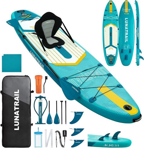 【11'×34"】 Extra Long/Extra Wide Premium Inflatable Stand Up Paddle Board (SUP) – Portable & Lightweight for Yoga, Surfing, Family Fun | Complete Kit with Paddle, Pump, Bag | Durable Design in Saudi Arabia