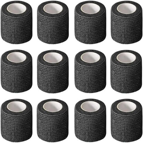 12 Pack Self-Adhesive Athletic Bandage Wrap 1 Inch x 5 Yards White Elastic Cohesive Sports Tape Breathable for Wrist, Ankle, Knee Support - Ideal for Athletics, Workouts & Injury Recovery in Kuwait