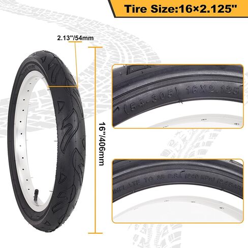 16" Kids Bike Replacement Tires 16x2.125 Inch Heavy Duty Butyl Rubber Puncture-Resistant Folding Bicycle Tires and Bike Tubes Schrader Valve with 2 Tire Levers for BMX Urban 2 Sets in Saudi Arabia