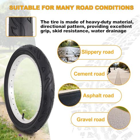 16" Kids Bike Replacement Tires 16x2.125 Inch Heavy Duty Butyl Rubber Puncture-Resistant Folding Bicycle Tires and Bike Tubes Schrader Valve with 2 Tire Levers for BMX Urban 2 Sets in Saudi Arabia