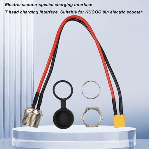 Charging Port Aluminum Alloy and ABS T-Type Port Electric Scooter Replacement Accessories for 8inch Kugoo Scooters(Black&Red) in Saudi Arabia