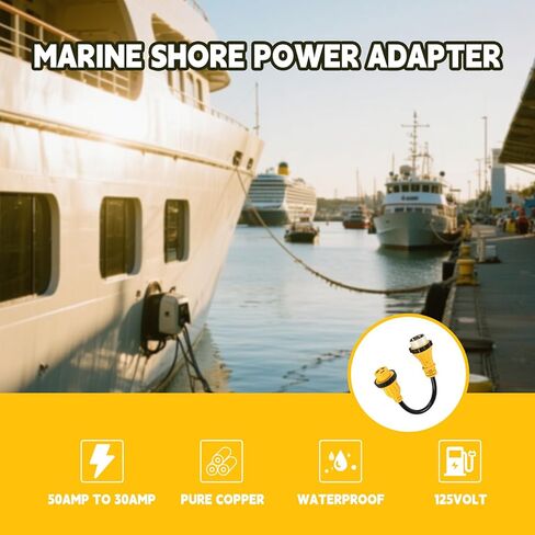 Marine Shore Power Adapter Cord, 50 Amp to 30 Amp, SS2-50P to L5-30R Twist Lock, 1.5 Ft Heavy Duty Copper Cable, ETL Listed for Boat, RV, Generator in Saudi Arabia