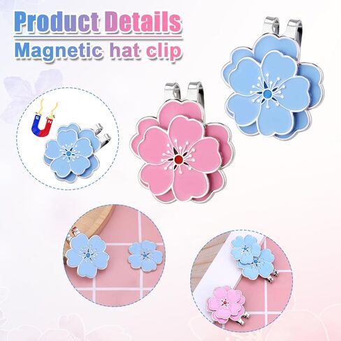 Magnetic Golf Ball Marker with Hat Clip, Golf Marker Magnet Cap Clip Set Flower Shape Ball Bag Accessories for Women Men Golfer Putting Green Gift (Blue) in Kuwait