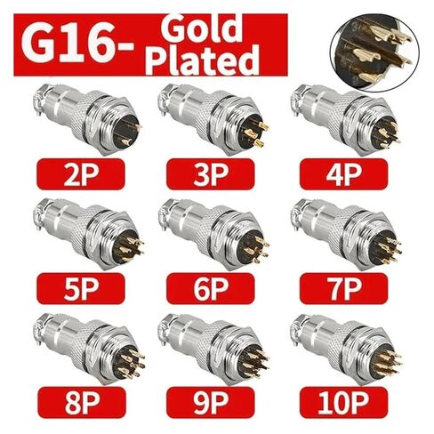 5 Sets of GX16/GX20 Gold-Plated Plugs and sockets 2/3/4/5/6/7/8/9/10 pin Male and Female Soldering Industrial connectors(20 Sets_5P) in Saudi Arabia