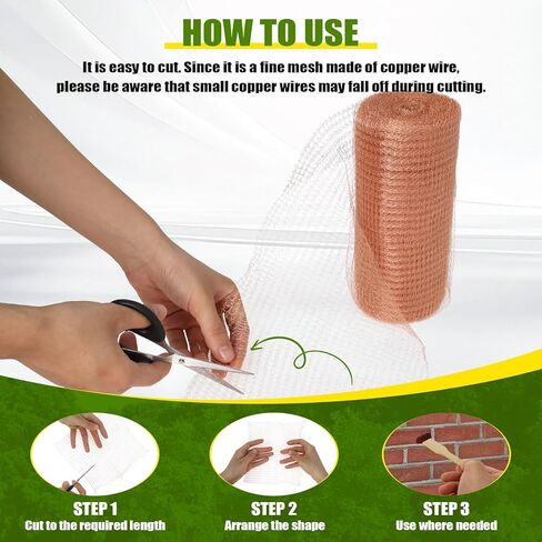 شبكة نحاسية مقاس 8 بوصات × 100 قدم، شبكة سلكية نقية بطبقة مزدوجة، حشو فتحات DIY مقاوم للصدأ، صوف نحاسي مع عبوتين من عصا الخشب، للمنازل والحدائق وإغلاق فتحة المياه وDIY (2 لفة (8 بوصة × 50 قدمًا)) in Kuwait