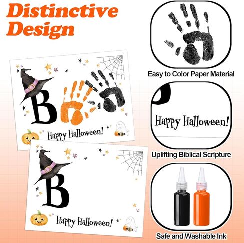 Fullhawl 24 Pcs Snowman Handprint Greeting Card Art Crafts Kit Washable Ink DIY Christmas Handprint Card Souvenir Art Set for Winter Party Handmade Gift in Saudi Arabia