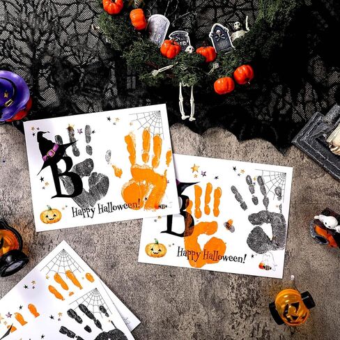 Fullhawl 24 Pcs Snowman Handprint Greeting Card Art Crafts Kit Washable Ink DIY Christmas Handprint Card Souvenir Art Set for Winter Party Handmade Gift in Saudi Arabia
