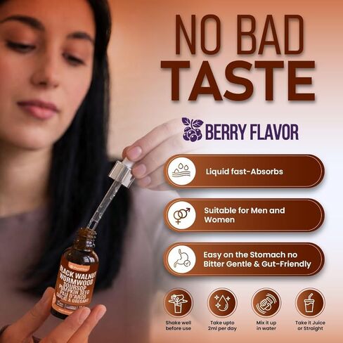 Wormwood Black Walnut Clove Cleanse Liquid Drops with SourSop, Pumpkin Seed, Pau D’Arco, Garlic & Oil of Oregano, Hull Extract Herb Tincture Drops For Humans 98% Absorption Gut Digestive Health (2oz) in Kuwait