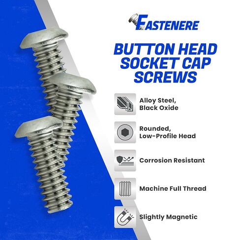 مسامير غطاء مقبس رأس زر Fastenere - 6-32 × 1 (50 حزمة) من الفولاذ المقاوم للصدأ 18-8، خيط كامل، لمسة نهائية ساطعة، مقاومة للتآكل، خيط الآلة، سهلة التركيب مع محرك مقبس Allen in Saudi Arabia