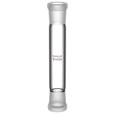 stonylab Glass Straight Connecting Adapter, Borosilicate Glass 30mm Between Two 14/20 Ground Outer Standard Taper Joints for Laboratory Lab Supply in Saudi Arabia