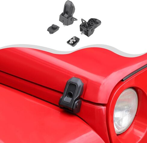 لقفل مزلاج غطاء محرك السيارة رانجلر، مزالج غطاء محرك السيارة من الألومنيوم لسيارة جيب رانجلر JK ملحقات خارجية سوداء قطعتين in Kuwait