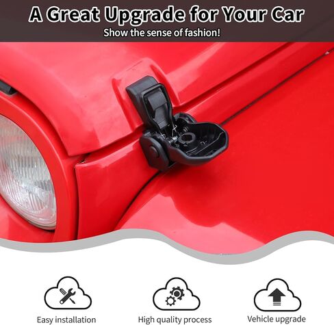 لقفل مزلاج غطاء محرك السيارة رانجلر، مزالج غطاء محرك السيارة من الألومنيوم لسيارة جيب رانجلر JK ملحقات خارجية سوداء قطعتين in Kuwait