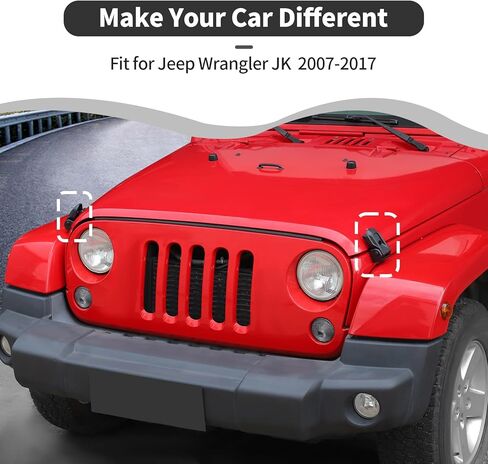 لقفل مزلاج غطاء محرك السيارة رانجلر، مزالج غطاء محرك السيارة من الألومنيوم لسيارة جيب رانجلر JK ملحقات خارجية سوداء قطعتين in Kuwait