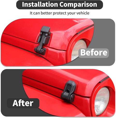 لقفل مزلاج غطاء محرك السيارة رانجلر، مزالج غطاء محرك السيارة من الألومنيوم لسيارة جيب رانجلر JK ملحقات خارجية سوداء قطعتين in Kuwait