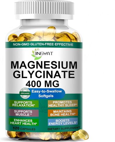 Magnesium Glycinate Softgels - High Absorption Pure Magnesium Glycinate 400mg for Sleep, Calm, Muscle Relaxation, Heart, Bone & Nerve Support for Women & Men - 100% Chelated & Purified Supplement in Saudi Arabia