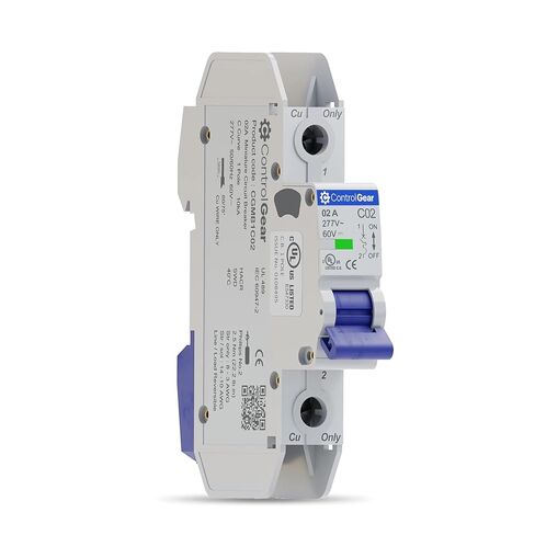 Mini Circuit Breaker UL489 Listed 2A C Curve 277VAC 60VDC 10kAIC DIN Rail Mount Non Polarized MCB Branch Circuit Protection, ControlGear CGMB1C02 (1 Pole C Trip 2 Amp) in Saudi Arabia