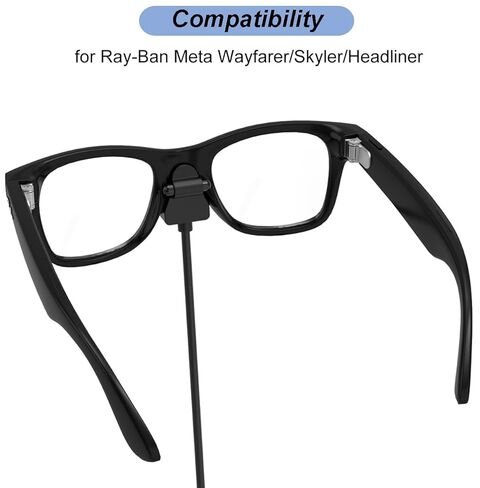 Emilydeals Charger for RayBan Meta Wayfarer/Skyler/Headliner - Replacement USB Charging Cable Accessories for Ray-Ban Meta Smart AI Glasses (2-Pack, 3.3ft/1m) in Saudi Arabia