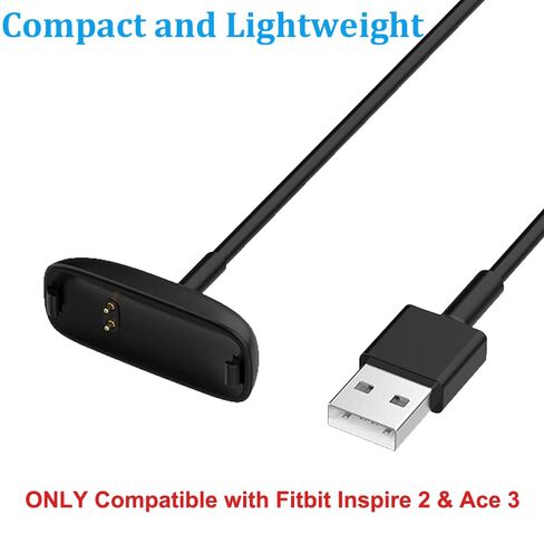 Charger for Fitbit Inspire 2 & Ace 3 - Replacement USB Charging Cable Dock for Fitbit Inspire 2 & Ace 3 Fitness Tracker 3.3ft / 100cm (2) in Saudi Arabia